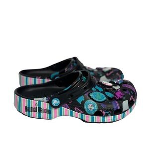 Disney Haunted Mansion Crocs Women Size W8 M 6 Black Purple Teal Ghost Icons
